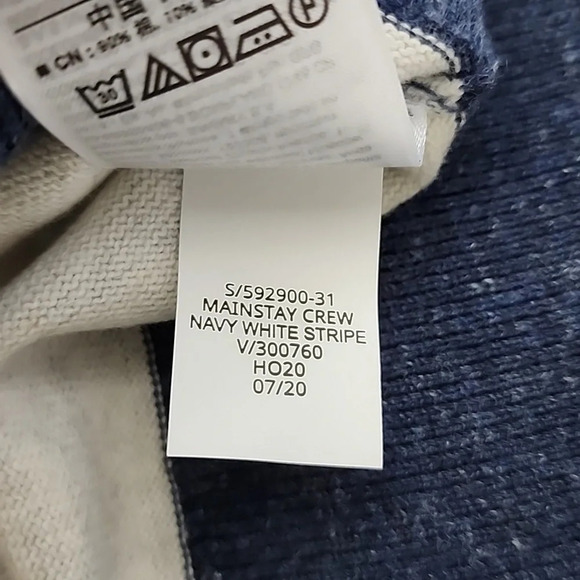 Gap Mainstay  Crewneck Long Sleeves Top Speckled Navy Off White Bands Sz Large - Picture 7 of 10